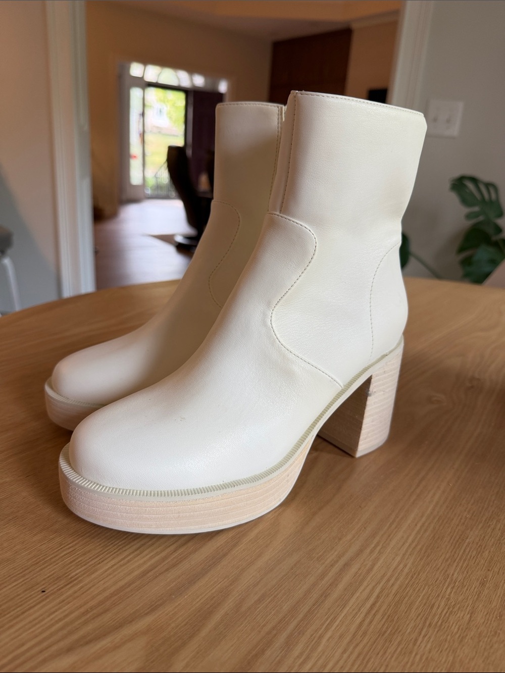 Altar'd State Isla Cream Platform Ankle Booties 7.5 NEW